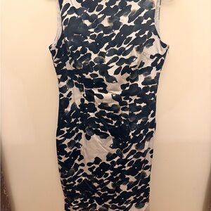 Ann Taylor Black and Cream Patterned Midi Dress